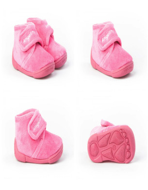 Made in Spain EU20-23 Baby Girl Non Slip Velcro Bootie Shoes Fuchsia